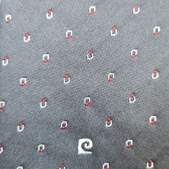 Pierre Cardin Necktie Vintage Embroidered Logo Gray Geometric Print 3"x52" - Picture 7 of 7